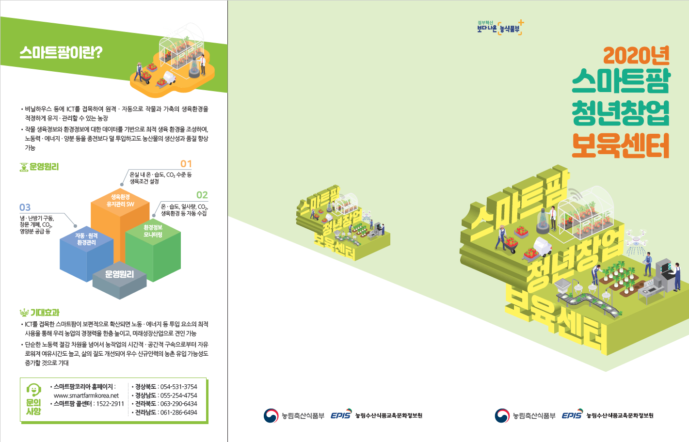 2020년 스마트팜 청년창업 보육센터 교육생 모집 리플릿